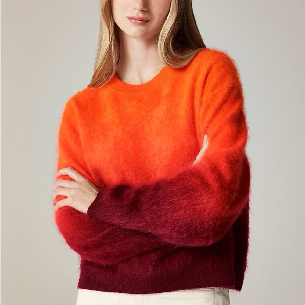 J. Crew Orange and Red Gradient Cashmere Sweater